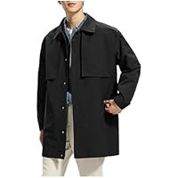 Men's Vintage Trench Coat Korean Style Loose Fit Mid Length Business Casual Overcoat Spring Fall Fashion