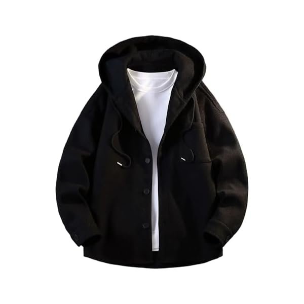 Mens Woolen Hoodie Jacket Preppy Style Oversized Light Academia Japanese Korean Jacket Fall Winter Button Up Coat