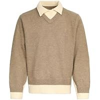 Men's Korean Style Minimalist Collar Knit Sweater for Fall