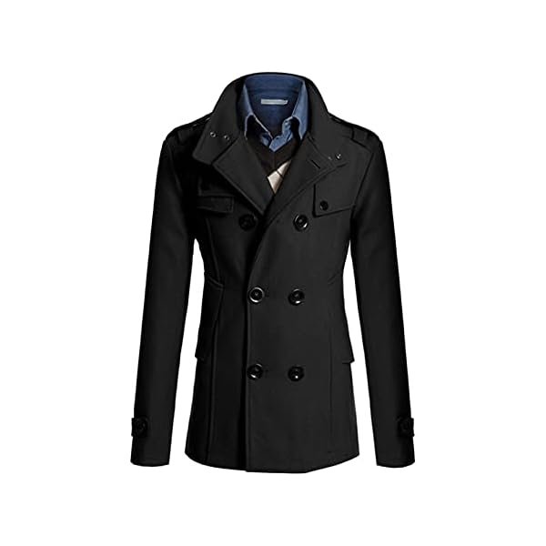 Men's Long Sleeve Tops Double Breasted Slim Fit Pea Coat Jacket Fashion Outerwear