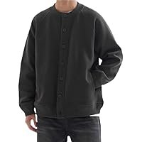 Mens Waffle Knit Cardigan Single Button Solid Color Versatile Korean Casual Spring Fall Pullover Sweaters