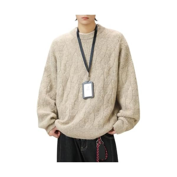 Vintage Grandpa Cable Knit Sweater Fall Winter Oversized Retro Chunky Pullover Y2k Fashion Streetwear Grunge Clothes
