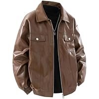 Men's Fall Korean Retro Pu Leather Jacket Motorcycle Coat