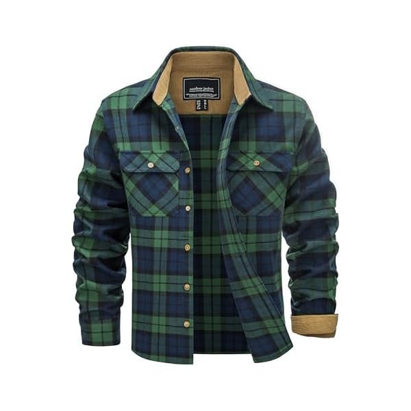 Men's Flannel Shirts Lightweight Cotton Button Down Long Sleeve Shirt Casual Plaid Pocket Shirts Outdoor