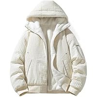 Men's Korean Style Vintage Cotton Jacket, Autumn Winter Thickened Hooded Loose Fit Coat, Casual Outerwear