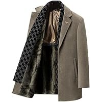 Men's Wool Coat Fall/Winter Mid-Length Business Thickened Fleece-Lined Outerwear